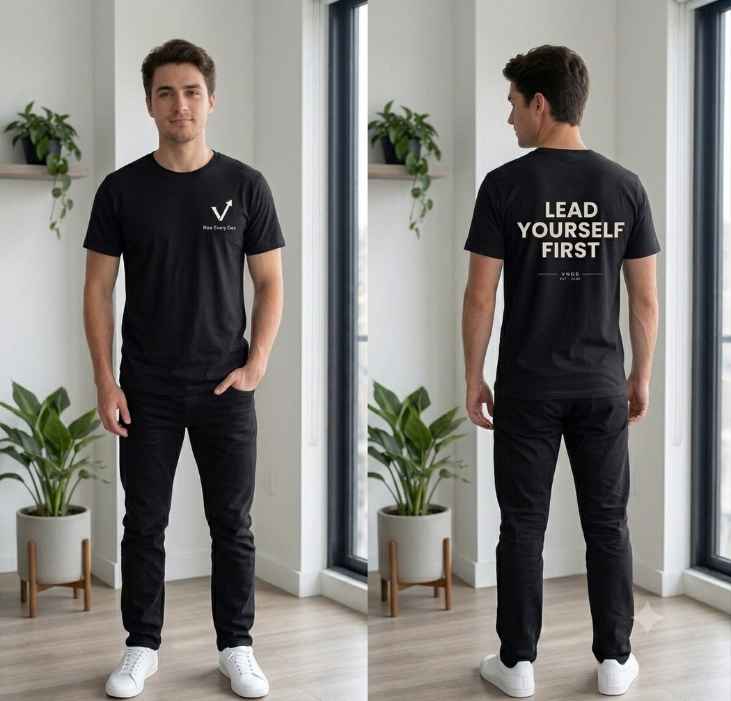 Lead Yourself First T-Shirt | Rise Every Day Graphic Tee | Minimal Streetwear | Unisex Motivational Shirt