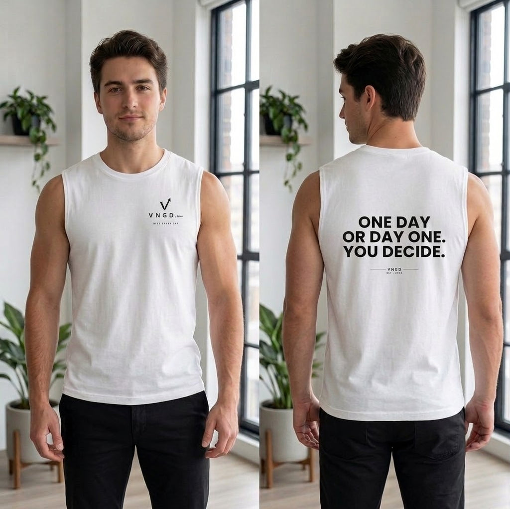One Day or Day One You Decide Tank Top | Motivational Workout Muscle Tee